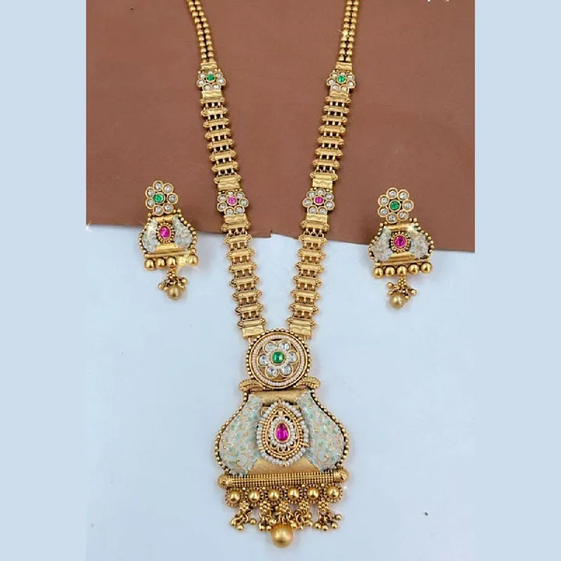 Manisha Jewellery Gold Plated Pota Stone Necklace Set