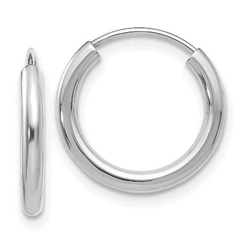 Curata 14k White Gold 2x13mm Polished Endless Hoop Earrings