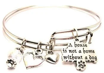 A House Is Not A Home Without A Dog Expandable Bangle Bracelet Set