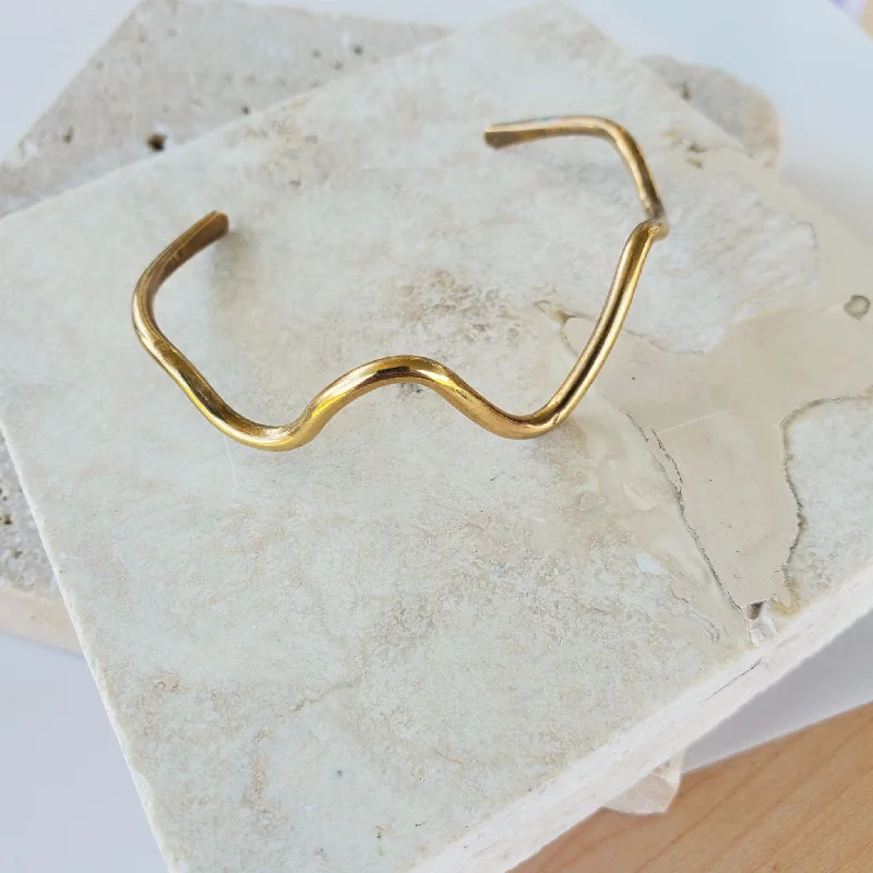 Wave Cuff - Brass