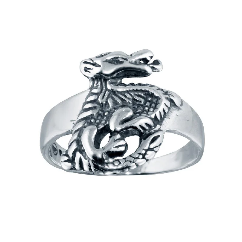 High Polished 925 Sterling Silver Dragon Design Ring - CR00813