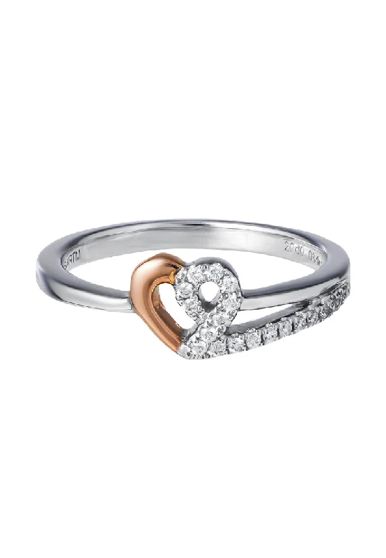 TOMEI Diamond Ring, White+Rose Gold 585