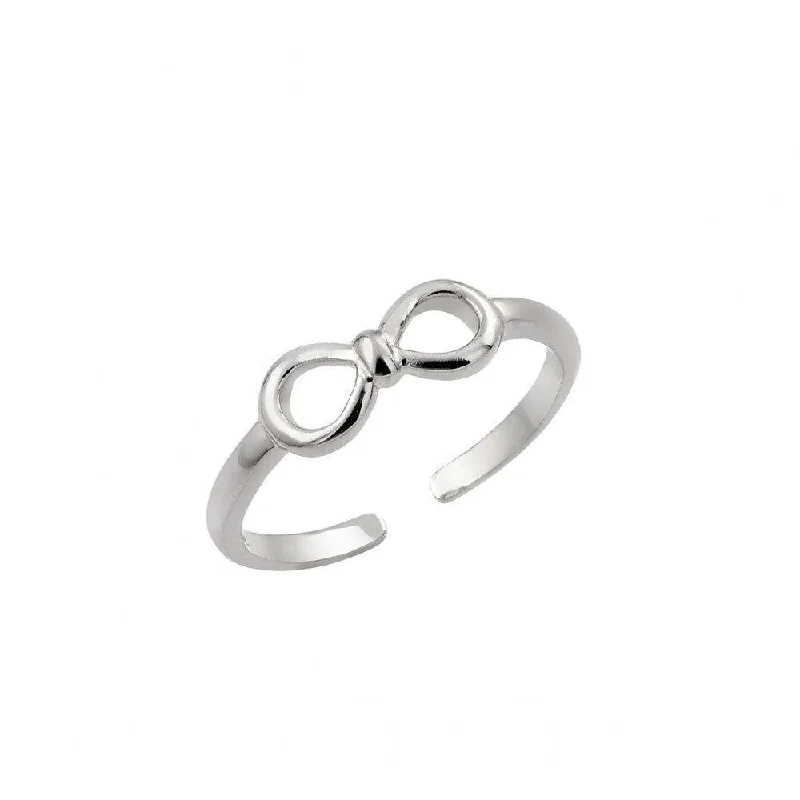 Silver 925 Rhodium Plated Mini Bow Toe Ring - BGR00842