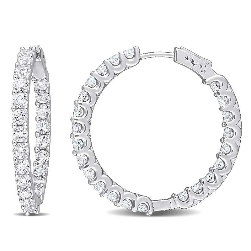 6 7/8 CT TGW Created White Sapphire Hoop Earrings Silver