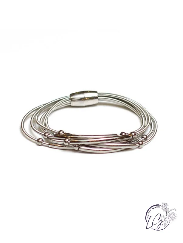 Multi Stand Coils with Silver Fittings Bracelet