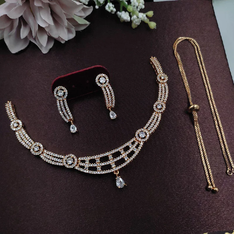 Aamrapali Gold Plated AD Necklace Set