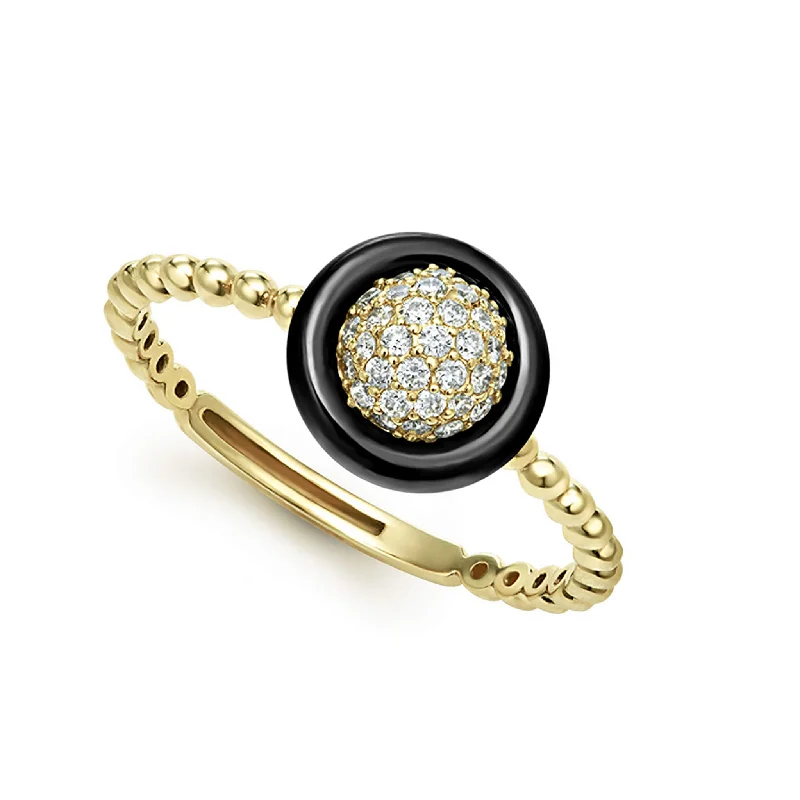 Meridian 18K Gold and Black Ceramic Diamond Ring