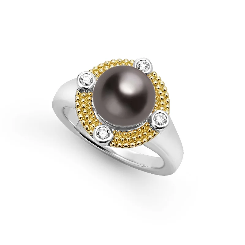 Luna Tahitian Black Pearl Diamond Ring