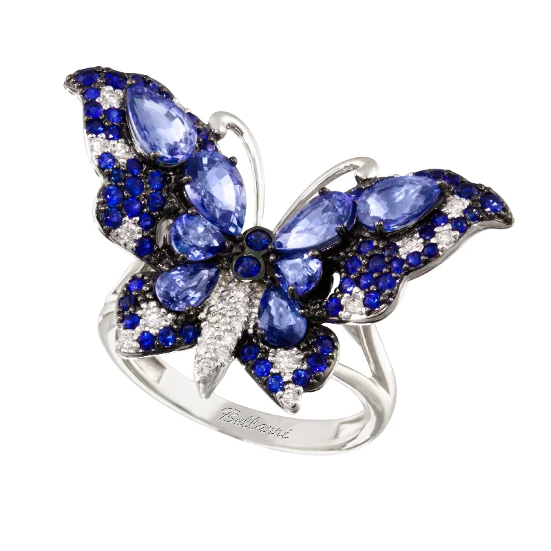 Bellarri 14k Gold Butterfly Sapphire and Diamond Ring