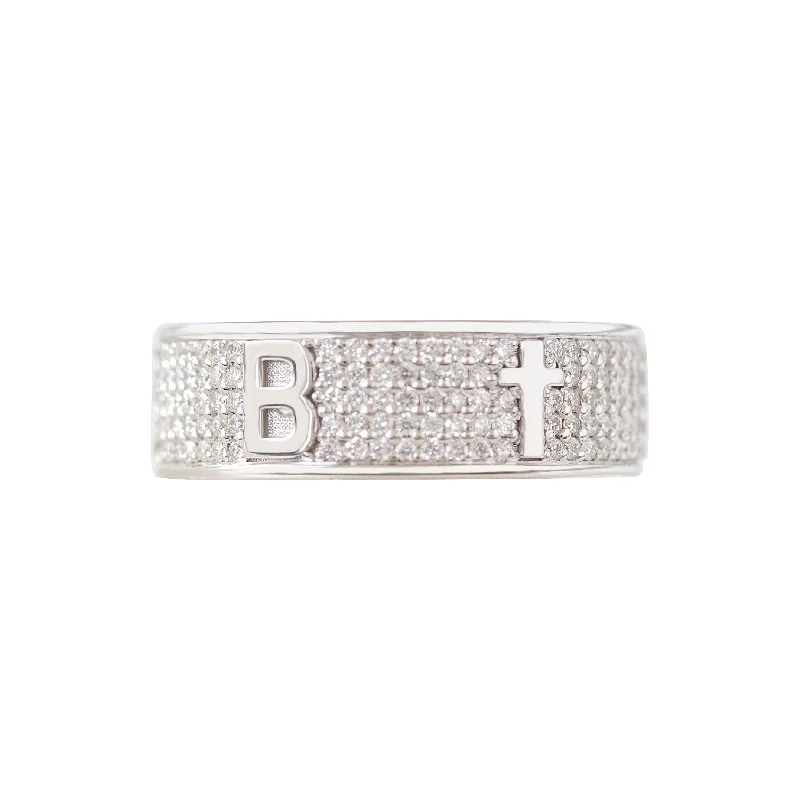 Fully Personalized Five Initials Unisex Wedding Diamond Ring