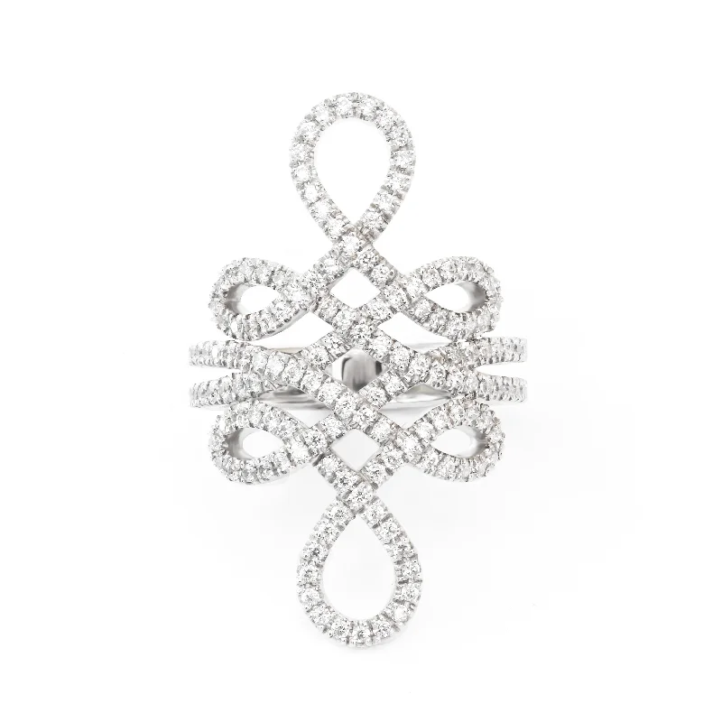 Statement Infinity Knot Wide Lace Diamond Ring