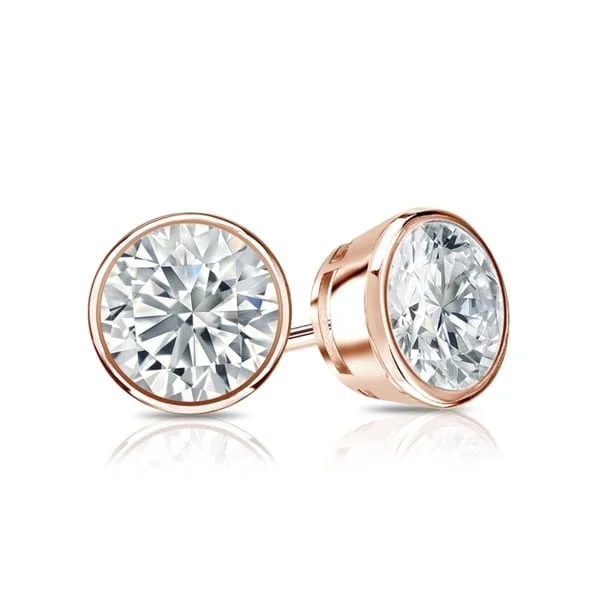 Auriya 14k Gold GIA Certified 6.00 ct. TDW Bezel Set Round Diamond Stud Earrings