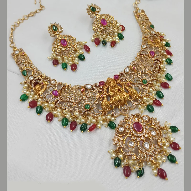 Padmawati Bangles Gold Plated AD And Beads Temple Necklace Set