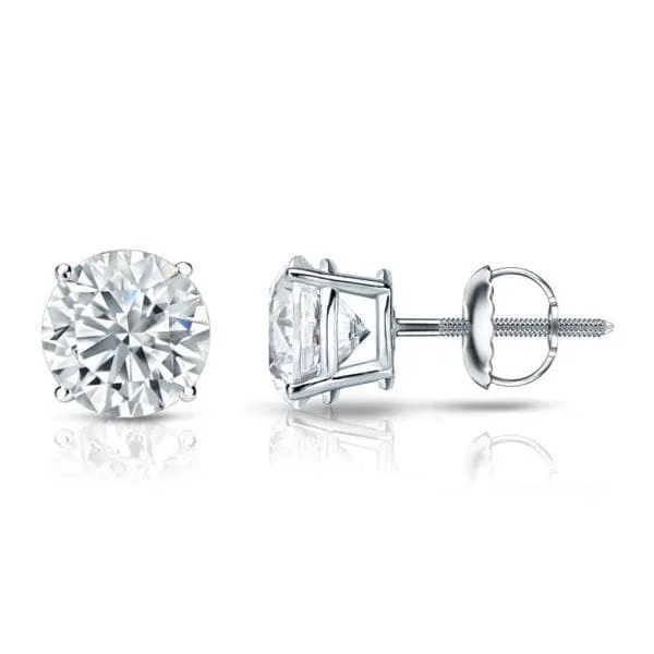 Auriya Platinum GIA Certified 3.50 carat TDW Round Diamond Stud Earrings