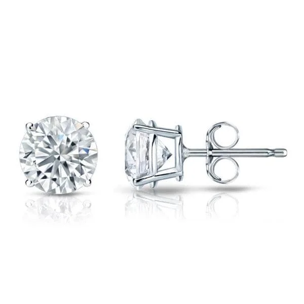 Auriya Platinum GIA Certified 2.70 carat TDW Round Diamond Stud Earrings