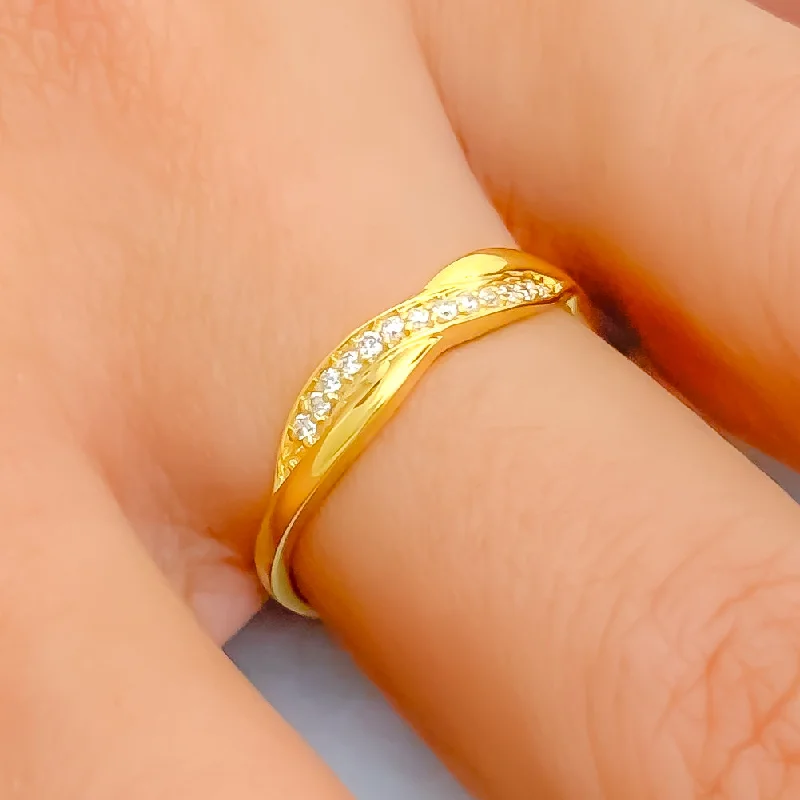 Elegant Dainty 18K Gold + Diamond Ring