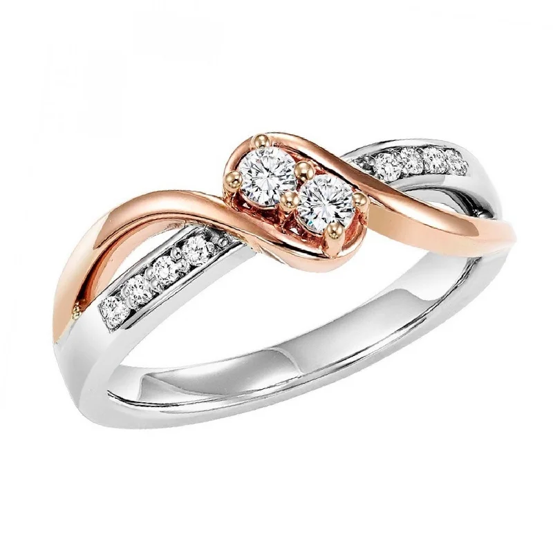 Twogether White and Rose Gold Diamond Ring, 1.0 twt.