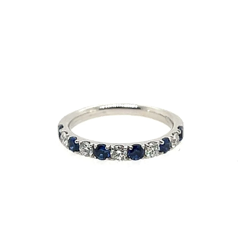 14K White Gold  Sapphire and Diamond Ring