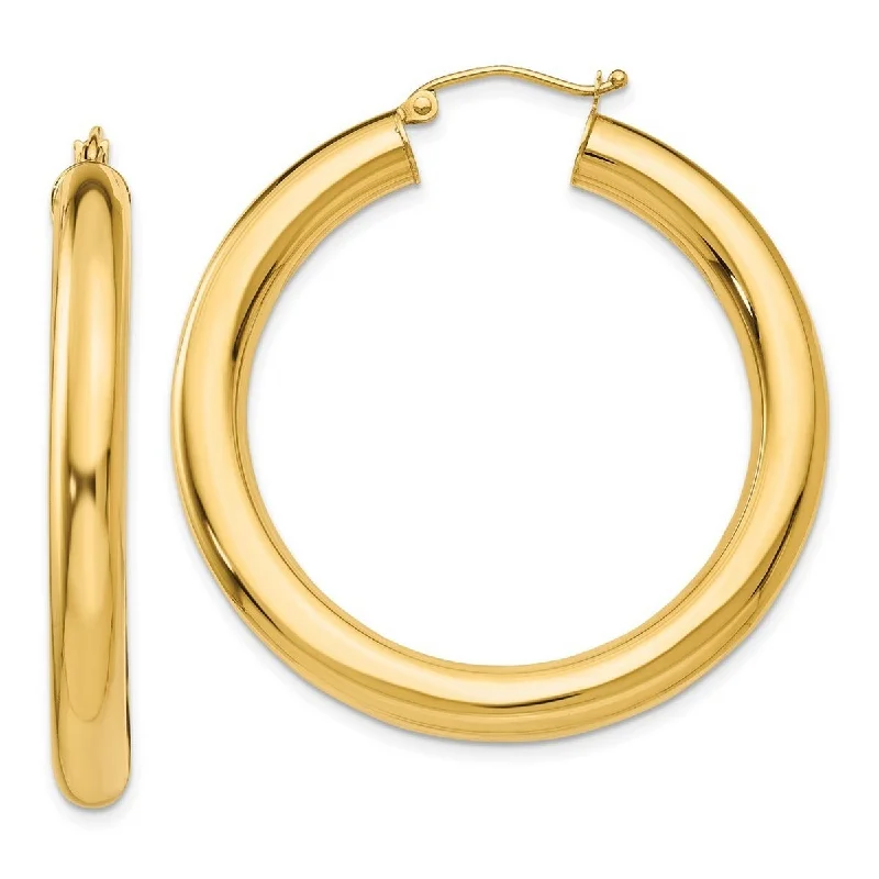 Curata 14k Gold YG Polished 5x40mm Lightweight Hoop Earrings