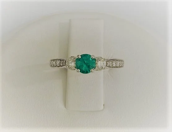 14kt White Gold Emerald and Diamond Ring