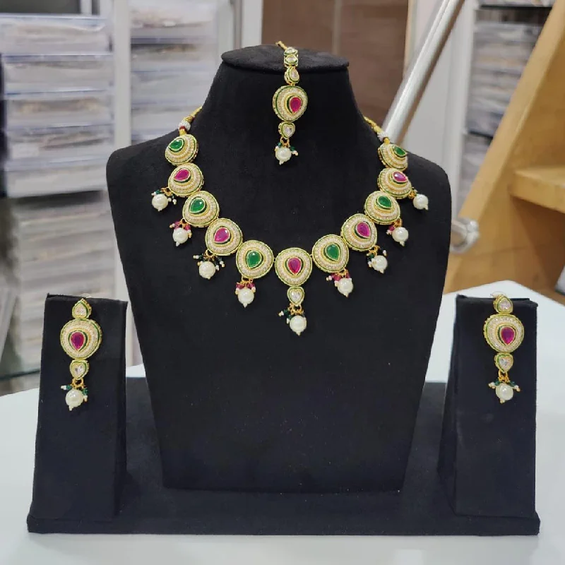 Kavita Art Gold Plated Polki Kundan Choker Necklace Set