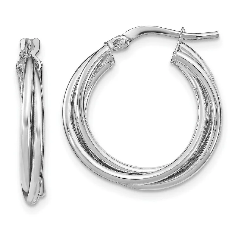 Curata 10k Yellow or White Gold Polished Triple Twisted 22x3.3mm Hoop Earrings