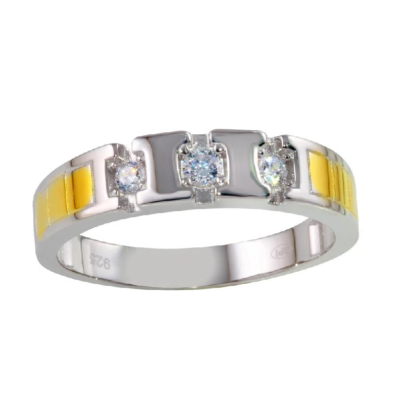 Two-Tone 925 Sterling Silver Ring with CZ - GMR00263RG