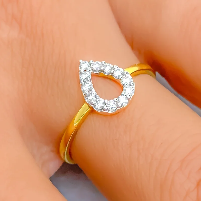 Elegant Open Drop 18K Gold + Diamond Ring