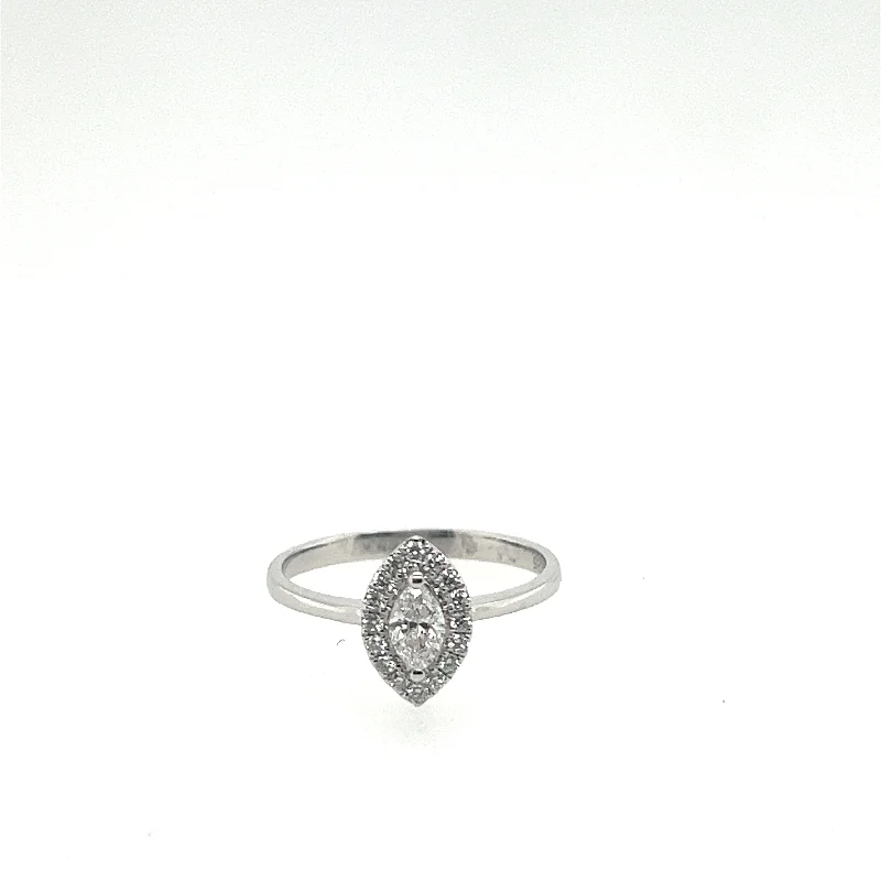 14K White Gold Marquise Diamond Ring