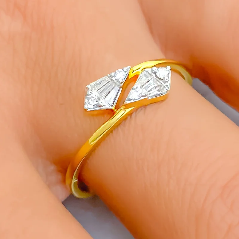 Posh Overlapping 18K Gold + Diamond Ring