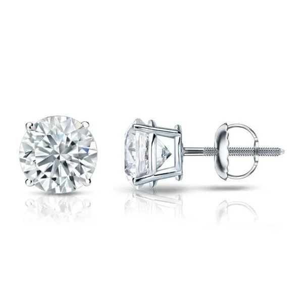 Auriya Platinum GIA Certified 4.70-Carat TDW Round Diamond Stud Earrings