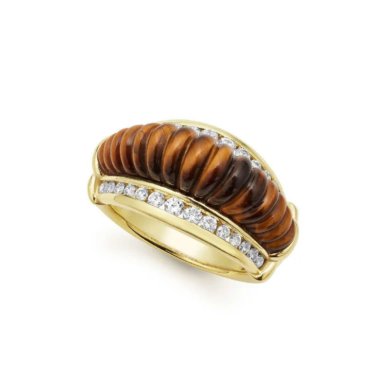 Studio 18K Gold and Tigereye Diamond Ring