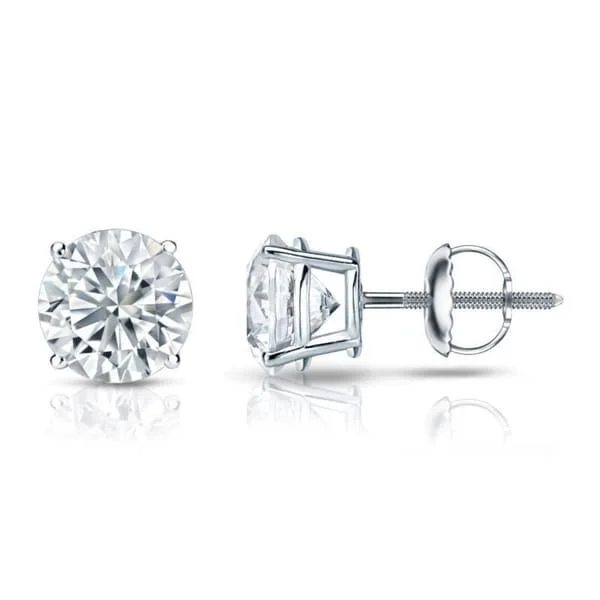 Auriya 18k Gold Round Diamond Stud Earrings 1 3/4ctw Certified