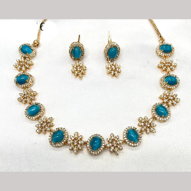 Amoliya Jewels Gold Plated Austrian Stone Necklace Set