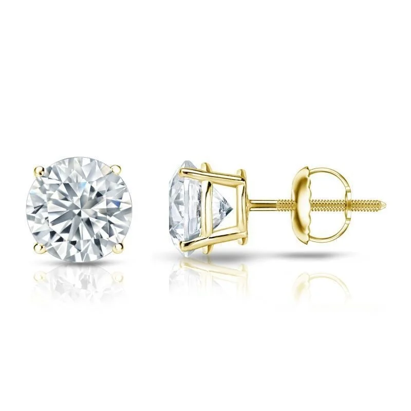 Auriya 18k Gold Certified 4.70 carat TW Round Diamond Stud Earrings