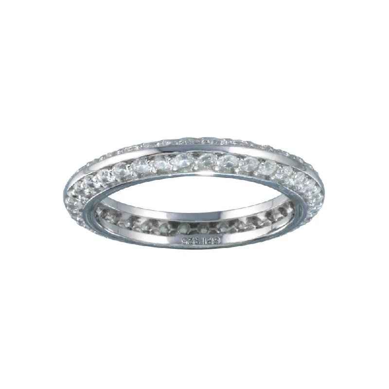 Rhodium Plated 925 Sterling Silver Eternity Pave CZ Ring - STR01123