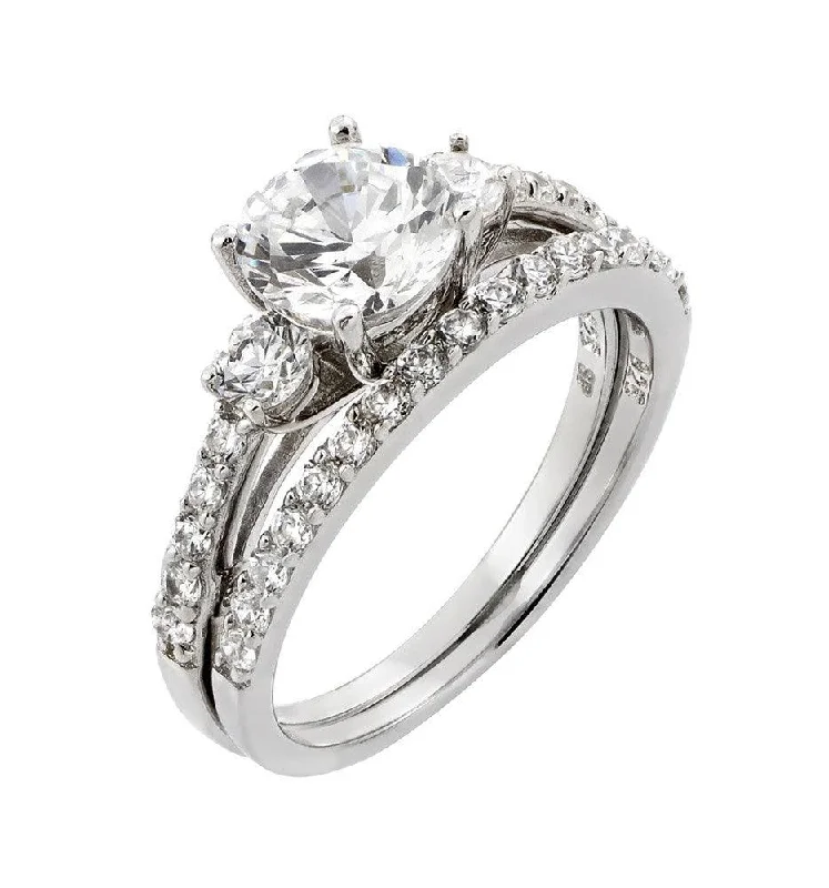 Silver 925 Rhodium Plated Present Past Future CZ Ring - STR00919