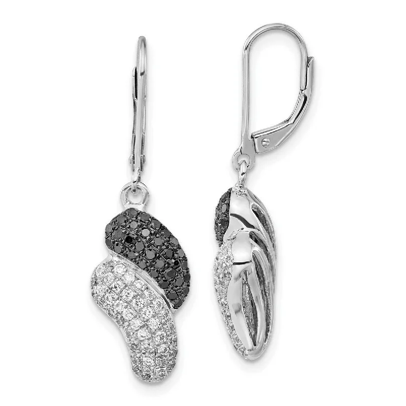 Curata 925 Sterling Silver and CZ Cubic Zirconia Leverback Earrings - 36x10mm Wide