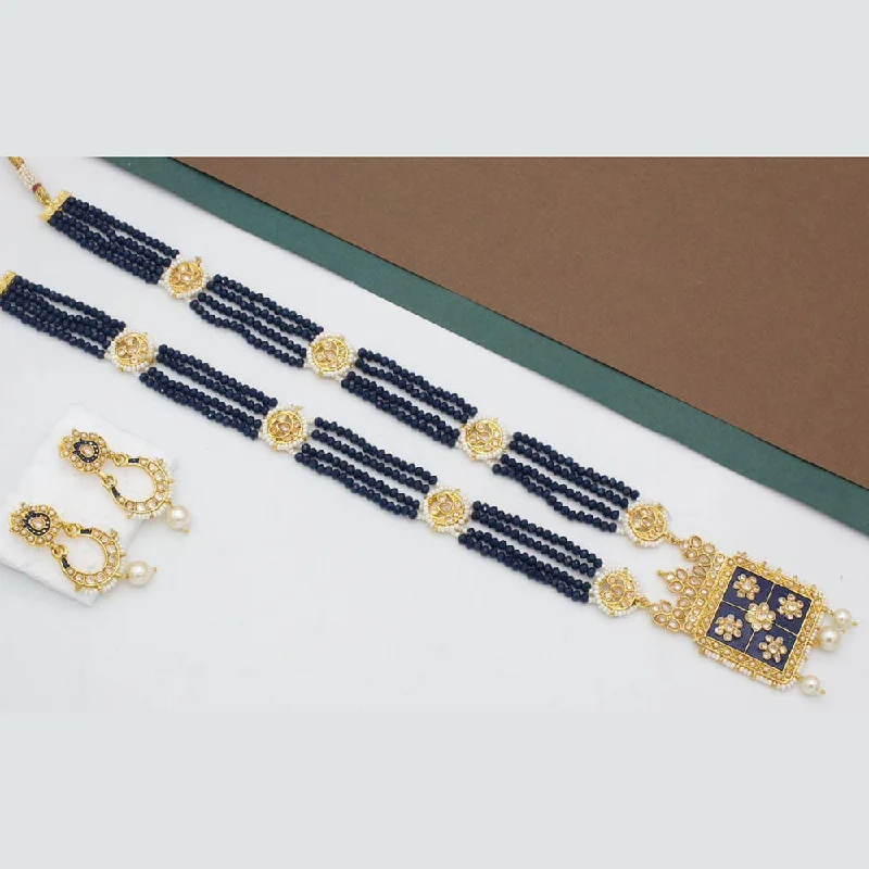 Manisha Jewellery Gold Plated Austrian Stone And Pearl Long Necklace Set