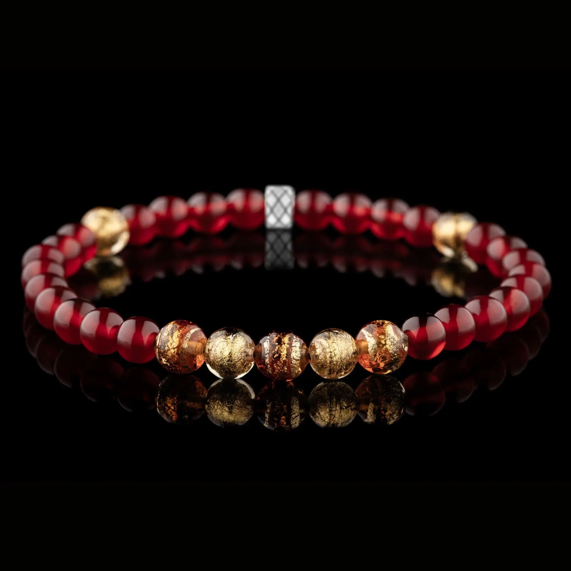 Golden Topaz Murano - Carnelian Bracelet XVII (6mm)