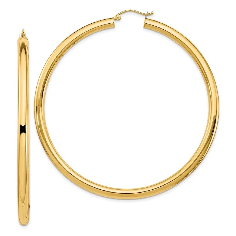 Curata 14k Yellow Gold Lightweight 72x4mm Polished Hoop Earrings