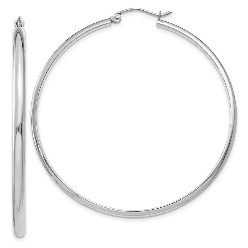 Curata 14k White Gold 51x2.75mm Polished Hoop Earrings