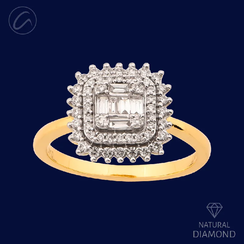 Magnificent Three Tier 18K Gold + Diamond Ring