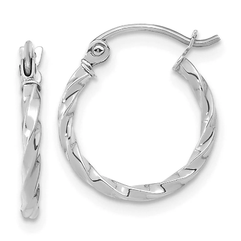 Curata 10k White Gold Twist Polished Hoop Earrings - 16.45x14.68mm Wide 2mm Thick