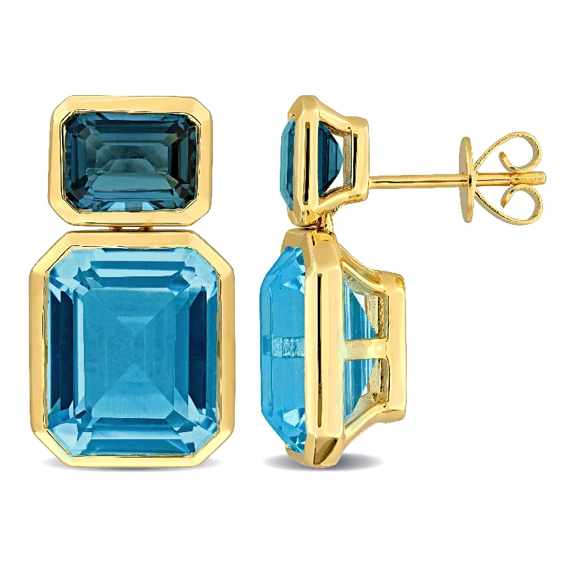 Miadora 18 4/5ct TGW London Blue Topaz and 10K Yellow Gold Earrings