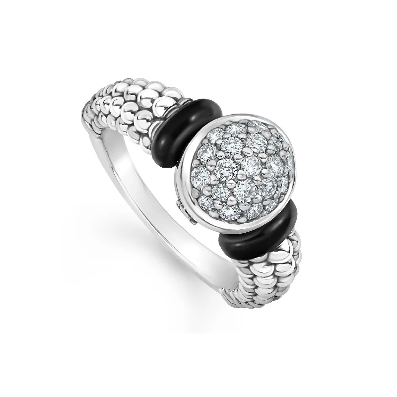 Black Caviar Black Circle Ceramic Caviar Diamond Ring