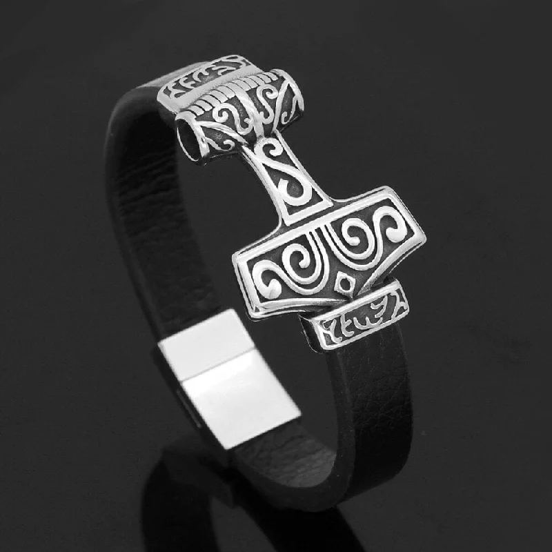 Bracelet en cuir marteau de Thor - Mjolnir