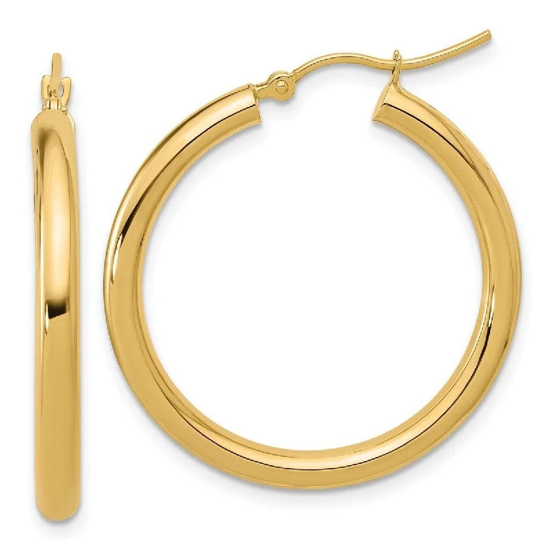 Curata 10k Yellow Gold Polished Hinged 30x3mm Round Hoop Earrings