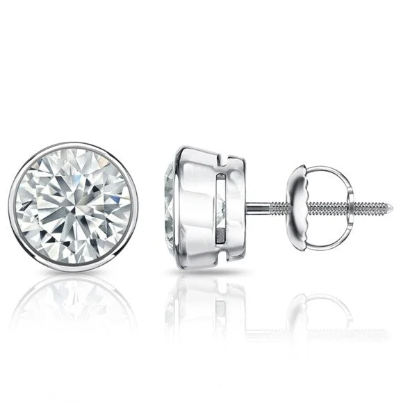 Auriya 4 1/2ctw Round Diamond Stud Earrings Bezel-set Platinum - GIA Certified