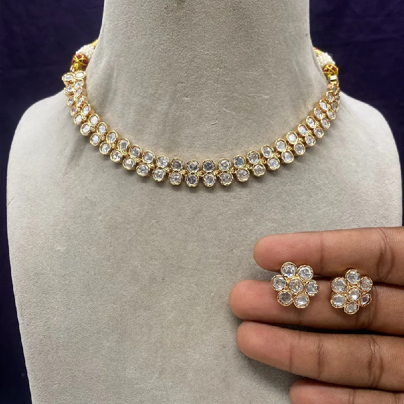 Royal Kundan Jewellery Gold Plated Polki Kundan Necklace Set